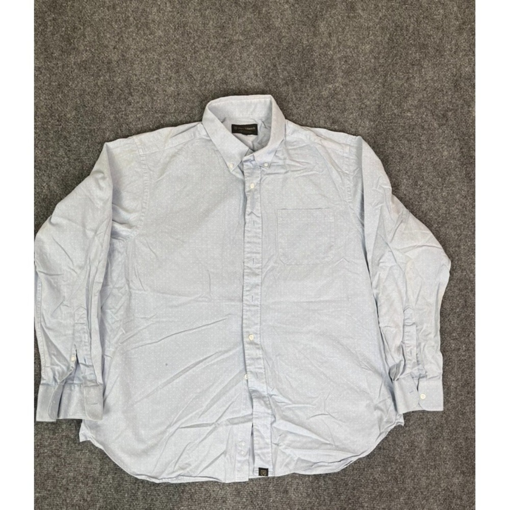 Allen Edmonds Gray Dot Men 100% Cotton‎ Long Sleeve Button Down Shirt Size XL